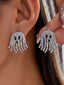 Boucles d’oreilles pendantes fantôme à franges et strass pour Halloween