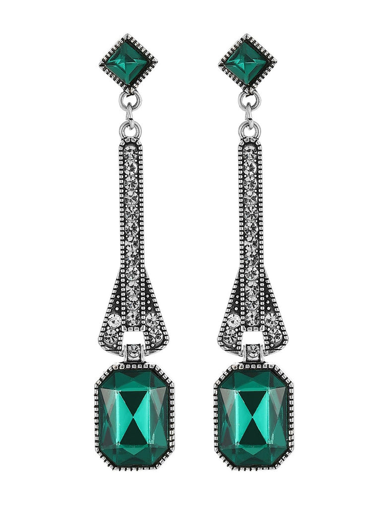 Boucles d’oreilles pendantes vintage en cristal et pierres précieuses