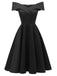 Robe Swing Vintage Année 50 Solide Epaule Nu Soirée Cocktail 5