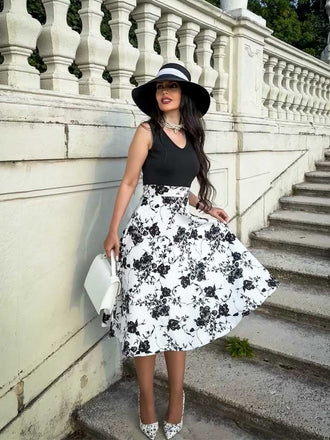 Robe Vintage Année 50 Trapèze Florale Soirée Cocktail Pin Up