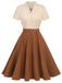 Robe boutonnée kaki verte style Blanche-Neige années 1950