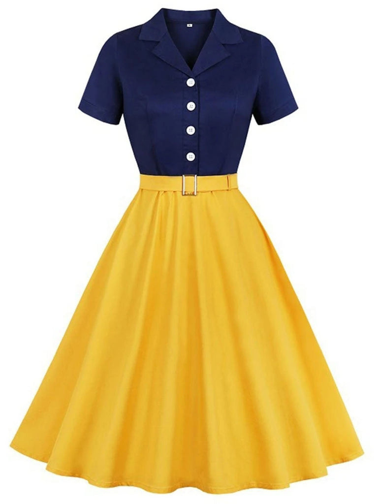 Robe boutonnée kaki verte style Blanche-Neige années 1950
