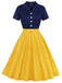 Robe boutonnée kaki verte style Blanche-Neige années 1950