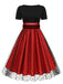 Robe Swing Vintage Année 50 Noire à Pois de Cœur Cocktail Pin Up