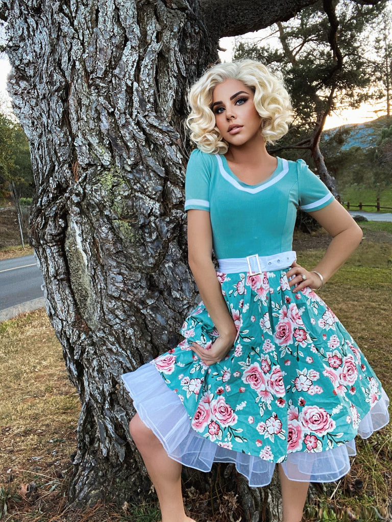Robe Swing Année 50 Fleurie avec Ceinture 7