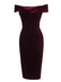 Robe Crayon Vintage Verte Année 60 Solide en Velours 9
