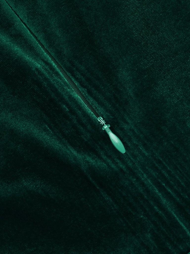 Robe Crayon Vintage Verte Année 60 Solide en Velours 6