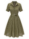 Robe Swing Vintage Verte Année 50 Boutonnée avec Ceinture Chic