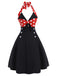Robe Vintage à Pois Année 50 Patchwork à Col Licou et ensemble d'accessoires