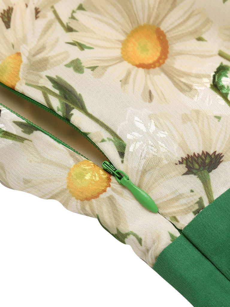 Combishort vintage à lacets et col licou à fleurs des années 1950