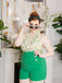 Combishort Vert Vintage Années 50 à Fleur avec Boutons Chic