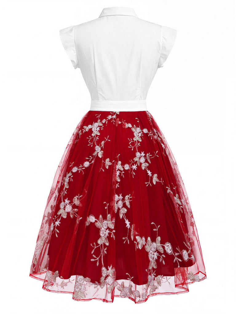 [Prévente] Robe vintage patchwork papillon rouge des années 1950 Cocktail Chic