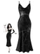 Robe noire Halloween à motif toile d’araignée des années 1960