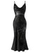 Robe noire Halloween à motif toile d’araignée des années 1960