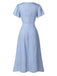 Robe violette col V et boutons motif lapin et fleurs années 40