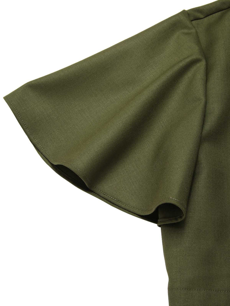 [Prévente] 2PCS robe vertes victoriennes col jabot et nœud et cape courte années 1950