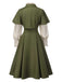 [Prévente] 2PCS robe vertes victoriennes col jabot et nœud et cape courte années 1950