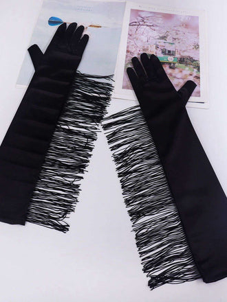 Gants longs vintage à franges pour opéra et fête