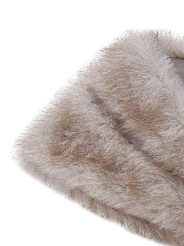 [Prévente] Châle en fausse fourrure col en V marron années 1920