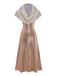[Prévente] 2PCS robe à paillettes et châle en fausse fourrure marron années 1920