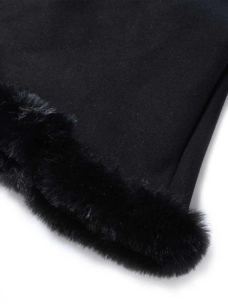[Prévente] Cape à capuche style chat noire et fourrure synthétique des années 1960