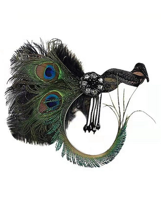 Bandeau pompons en plumes de paon Gatsby années 1920