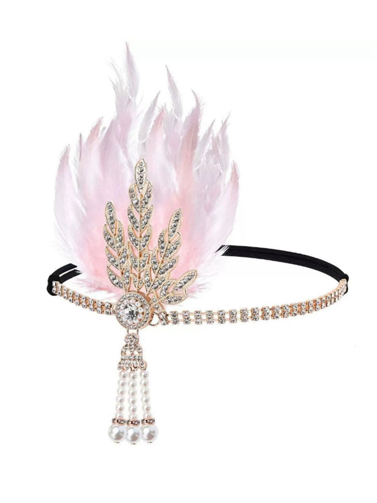 Bandeau de bal Gatsby orné de plumes et de strass années 1920