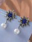 Boucles d'Oreilles Pendantes Edelweiss Perles et Strass Vintage