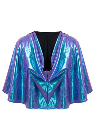 Cape Holographique à Capuche Métallique Court Années 1980 2