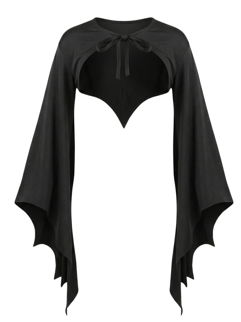 Cape Noir Noué- Halloween Chauve-Souris Années 1970