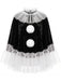 Ensemble gothique de clown en velours et tulle avec cape à pompons et collants années 1980