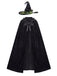 Cape noire de sorcière en velours à capuche avec chapeau pour Halloween Années 1980 - 1