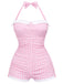 Maillot de bain une pièce rayé à pois et à nœud papillon années 1950