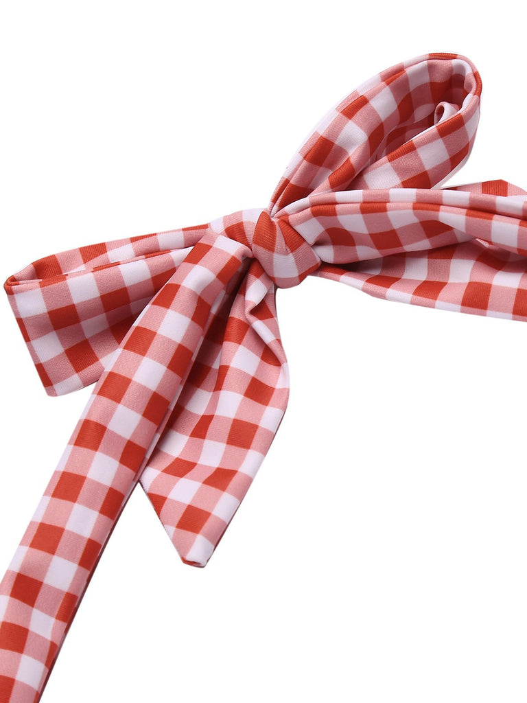 [Grande Taille] Maillot de bain une pièce  à carreaux avec nœud papillon