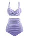 Ensemble de Bikini Vintage à Rayures Blocs de Couleurs