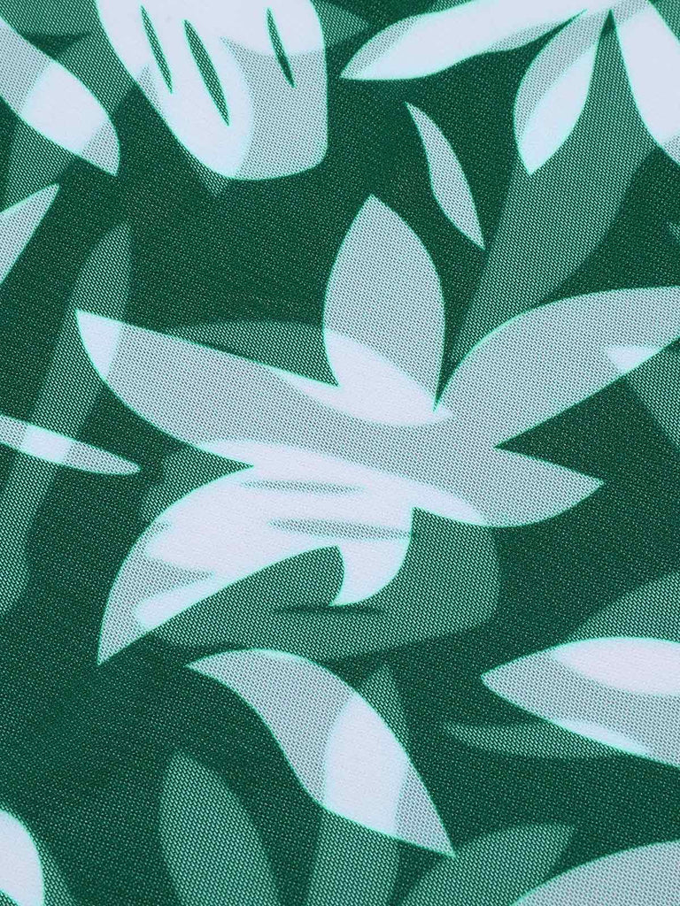 Maillot de bain à bretelles à lacets Feuille verte des années 1960