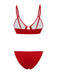 Ensemble bikini rouge à bretelles pailletées style années 60
