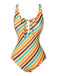 Maillot de bain une pièce à rayures diagonales des années 1960