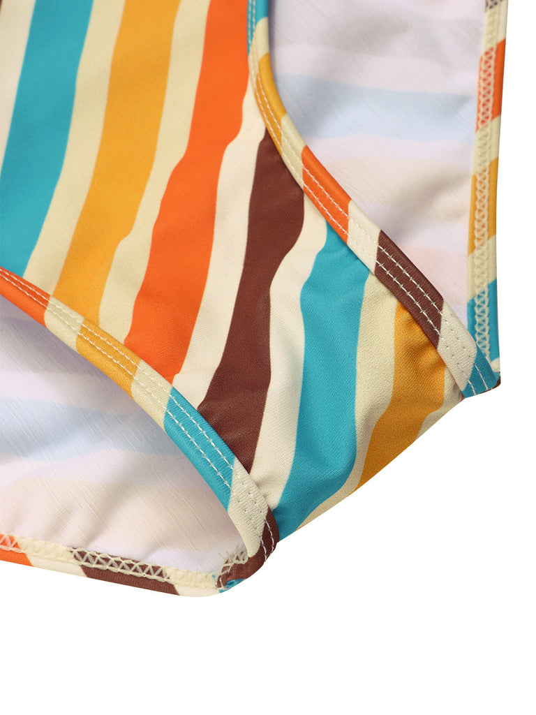 Maillot de bain une pièce à rayures diagonales des années 1960