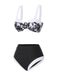 Ensemble bikini noir à motif floral Hepburn des années 1940