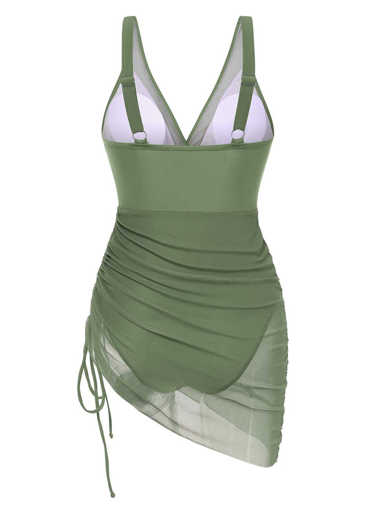 Maillot de bain une pièce transparent à cordon de serrage années 1950