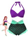 Maillot de Bain Vert Écailles de Sirène Halter des années 1970