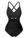 Maillot de bain patchwork taille creuse rouge et noir des années 1940