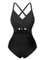 Maillot de bain patchwork taille creuse noir des années 1940