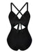Maillot de bain patchwork taille creuse rouge et noir des années 1940