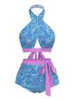 [Prévente] Maillot de bain croisé violet bohème années 1970
