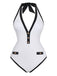 Maillot de bain dos nu col V boutonné 1950s
