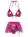 Ensemble bikini métallisé uni à bretelles années 1970