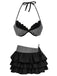 2PCS Ensemble bikini dos nu rayé rose et paréo à volants années 60