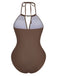 Maillot De Bain Une Pièce Bretelles Nues Col V Profond Froncé Année 1940